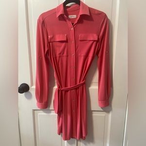 Calvin Klein - Size 2 - long sleeve knee length belted